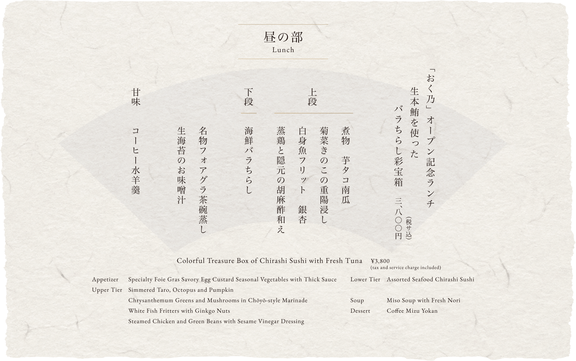 昼の部：生本鮪を使ったバラちらし彩宝箱 / Lunch: Bara Chirashi Jewel Box with Fresh Bluefin Tuna